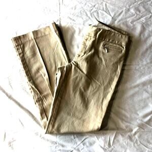 Banana Republic stretch zipper pocket wide leg khaki trouser pants womens 8 long